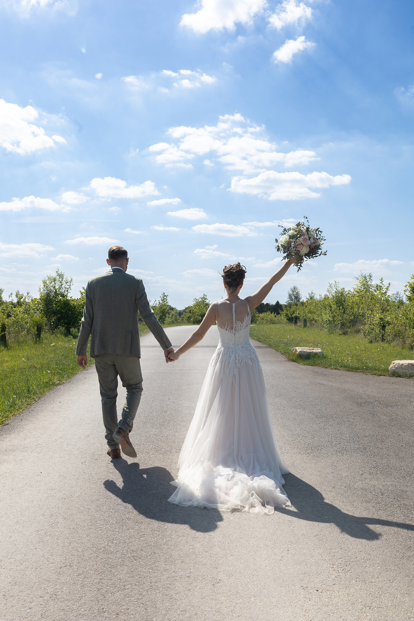 Happy Couple walking away from the camera